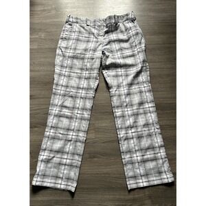 Women's Nike golf Performance pants gray white plaid modern rise size 14 Dri-fit
